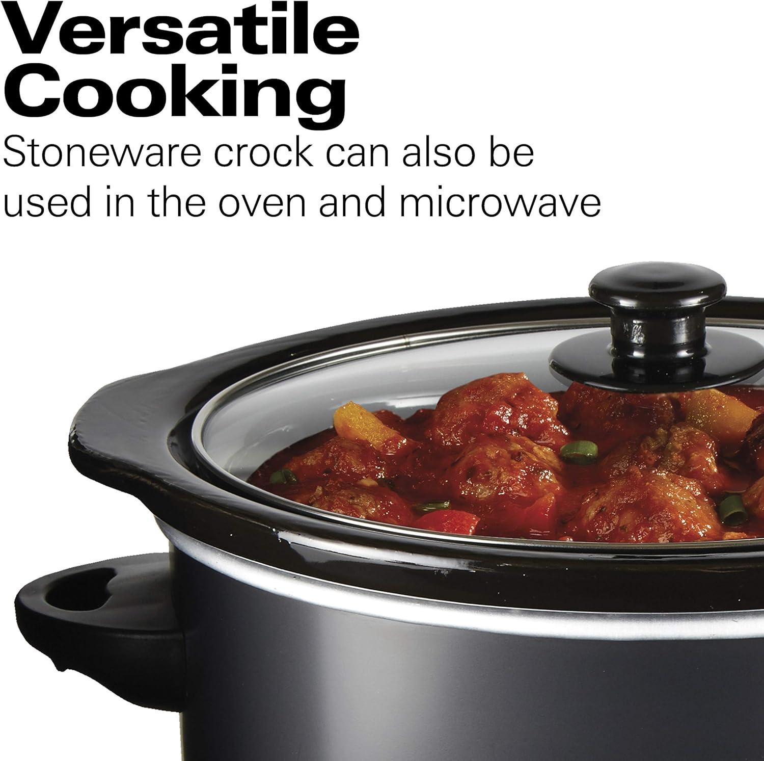imageHamilton Beach 7Quart Portable Slow Cooker Serves 8 Dishwasher Safe Crock Lid Latch Strap for Travel Brushed SilverMatte Black