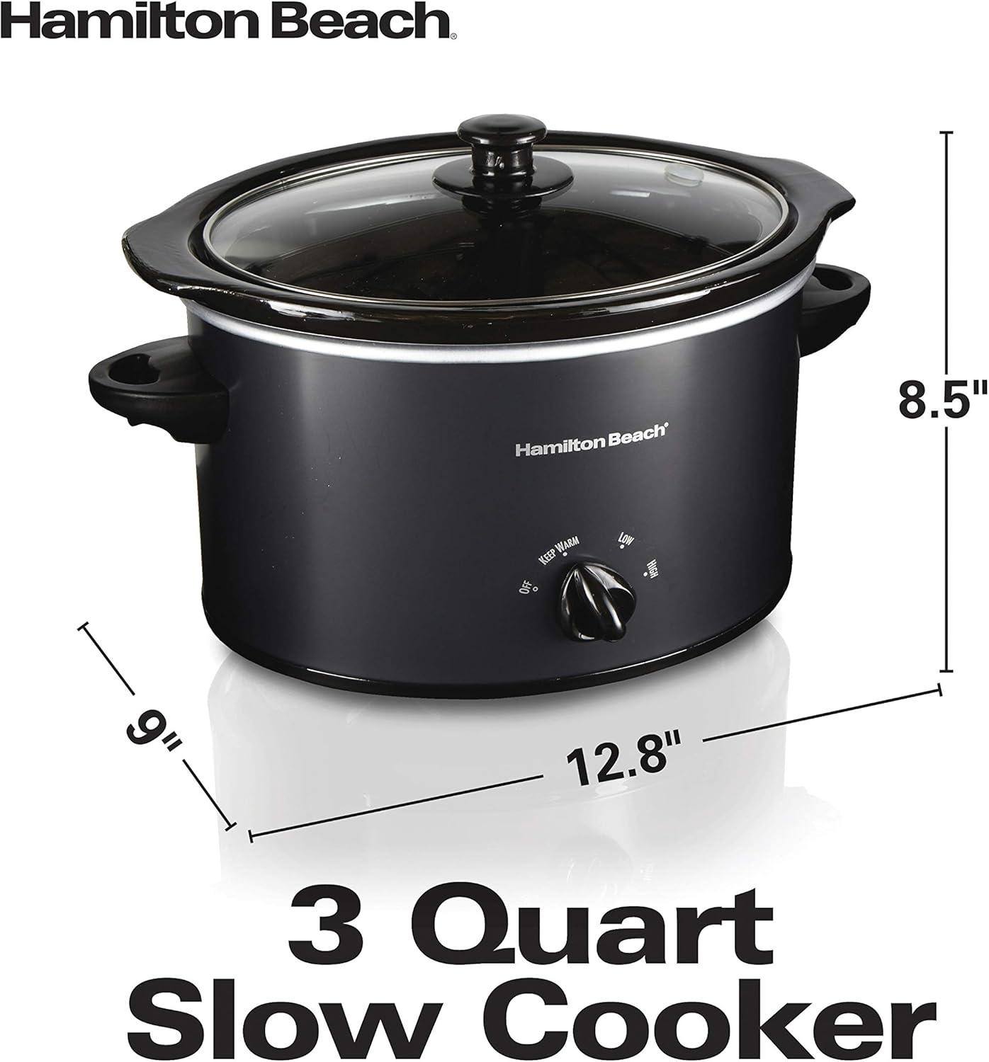 imageHamilton Beach 7Quart Portable Slow Cooker Serves 8 Dishwasher Safe Crock Lid Latch Strap for Travel Brushed SilverMatte Black
