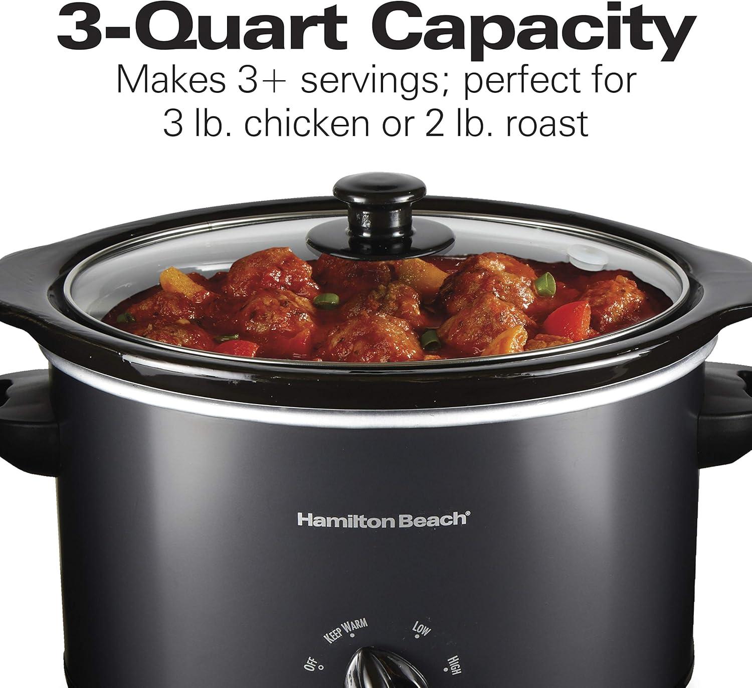 imageHamilton Beach 7Quart Portable Slow Cooker Serves 8 Dishwasher Safe Crock Lid Latch Strap for Travel Brushed SilverMatte Black