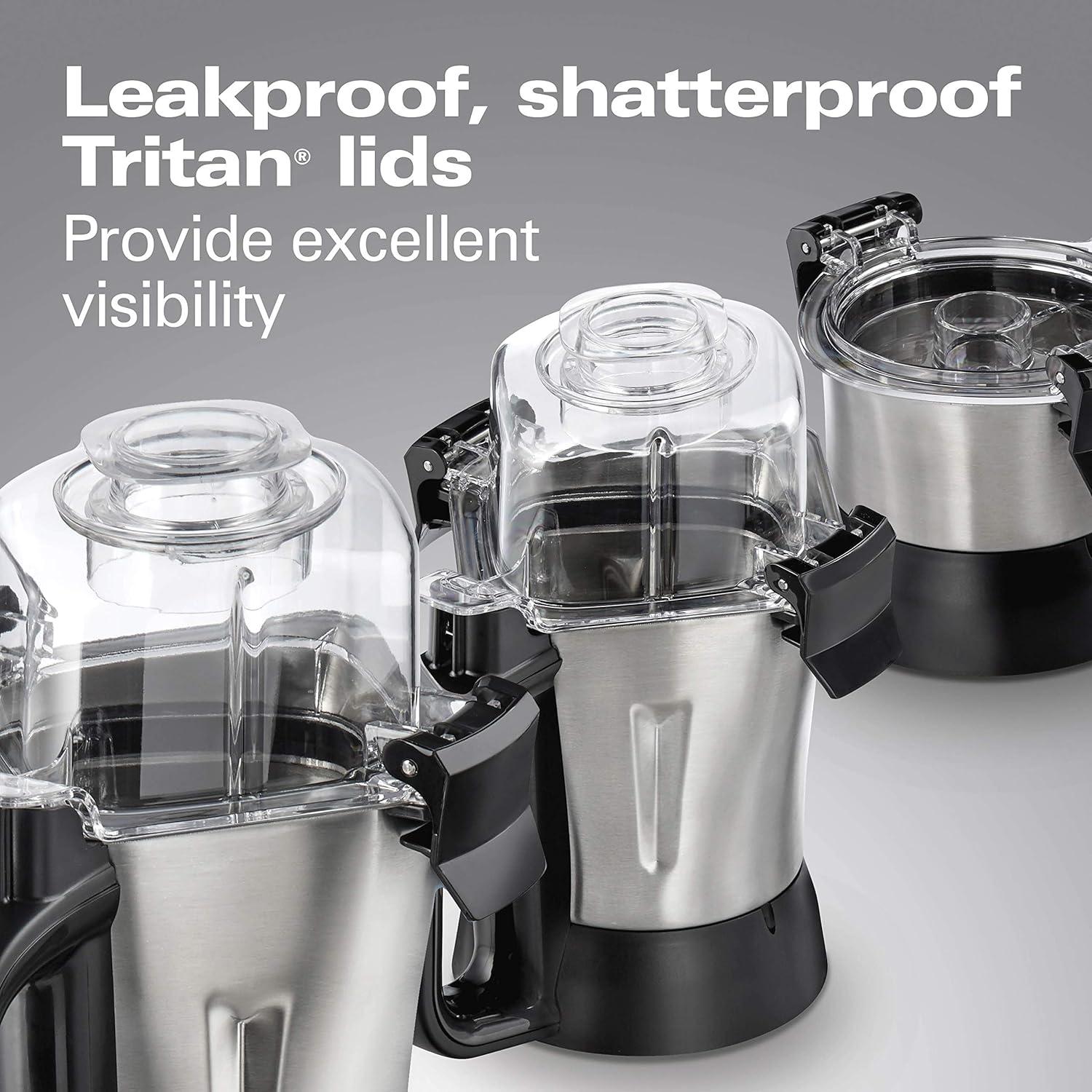 imageHamilton Beach Professional 4in1 Juicer Mixer Grinder CommercialGrade 1400 Watt Motor 3 Leakproof Jars For Wet and Dry Spices Chutneys and Curries Engineered in India amp USA 58770 Stainless