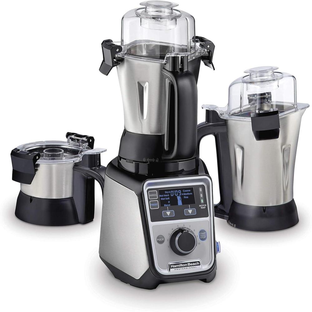 imageHamilton Beach Professional 4in1 Juicer Mixer Grinder CommercialGrade 1400 Watt Motor 3 Leakproof Jars For Wet and Dry Spices Chutneys and Curries Engineered in India amp USA 58770 Stainless