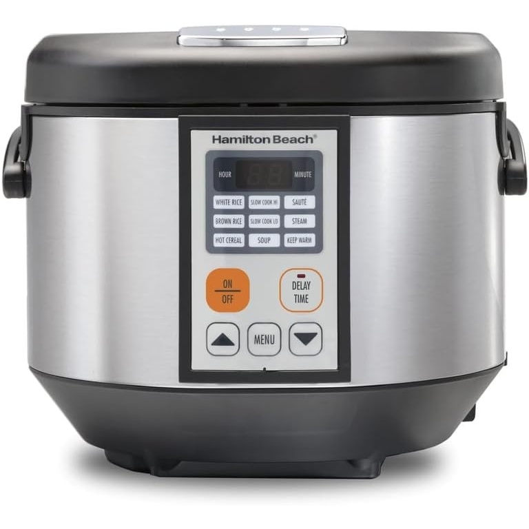 image:imageHamiltonBeach Multi Cooker Rice Cooker Slow Cooker Food Steamer 45 Quart Capacity SilverBlack